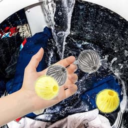 Haarbal Wasmachine - Pluisvanger Haarverwijderaar - Kleding Schoonmaken - Zacht Nylon Materiaal - 8 Stuks - Geel en Grijs — thumbnail 4