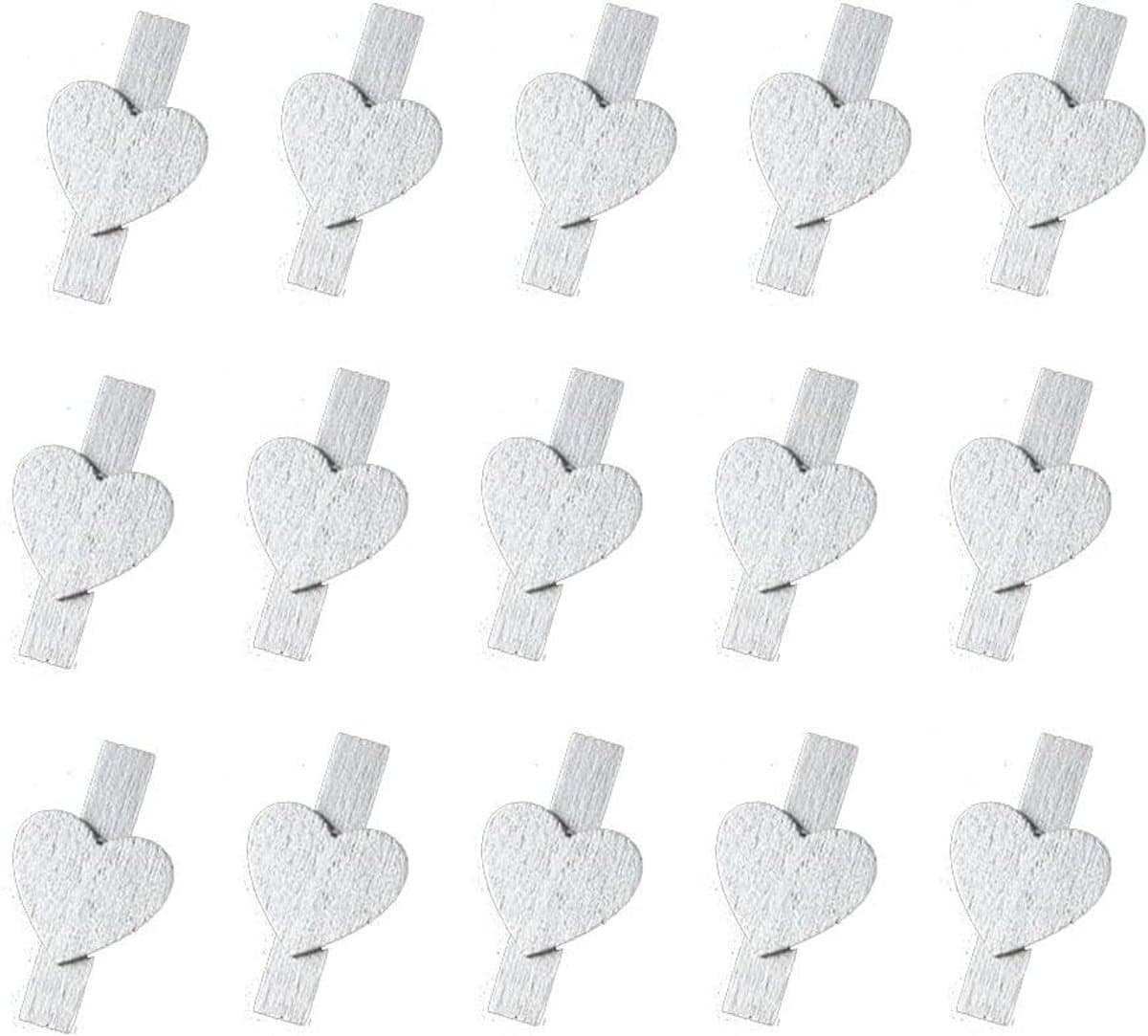 Houten Wasknijpers - Kleine Klemmen - Decoreren Knutselen - Zilveren Hart Design - 50 Stuks - Houtkleur — afbeelding 1