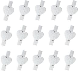 Houten Wasknijpers - Kleine Klemmen - Decoreren Knutselen - Zilveren Hart Design - 50 Stuks - Houtkleur — thumbnail 1