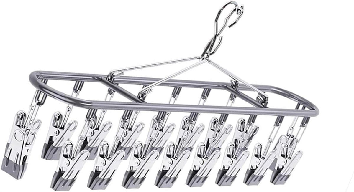 Waslijn met Clips - Kledingdroger Sokkenhouder - Kleding Drogen - Roestvrij Staal - 50 cm - Zilverkleurig — afbeelding 1