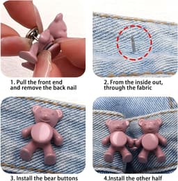 Jeans Knoopspelden - Broekclips Tailleversteviging - Losse Broeken Verstellen - Geen Naaien Gereedschap - 4 Sets - Meerkleurig — thumbnail 5