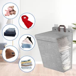 Vouwbare Wasmand met Deksel en Handvatten, Ruimtebesparende Wasmand, Grote Capaciteit voor Badkamer, Keuken en Slaapkamer, Set van 2 Stuks — thumbnail 4