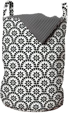 ABAKUHAUS abstracte waszak, monotone ronde lakens, wasmand met handgrepen, trekkoordsluiting voor wasserettes, antracietgrijs en wit — thumbnail 1