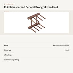 Dailygoods- Droogrek Ruimtebesparend - Opvouwbaar - Serviesdroger - 4-zuilmodel - Composiet Hout - Makkelijk te Reinigen - Vaatdroger — thumbnail 5