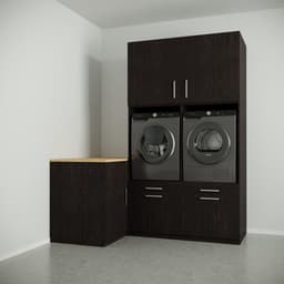 Wasophoogte® Wasmachine Kast Cape Town - Wasmachine verhoger - Wasmachine ombouw - 700(D)*2030(B)*2350(H) mm - Zwart — thumbnail 3
