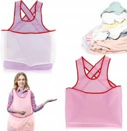 Praktische wasschort met zakken en waterdichte waszak voor efficiënt organiseren van wasgoed, roze en paars, één maat — thumbnail 1