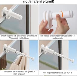 Compacte droogrek voor op reis, mini wasdroger, wanddroger, uitbreidbaar en ruimtebesparend voor hotel, camping, balkon en thuis, kledinghanger voor maximaal 7 kledingstukken. — thumbnail 4