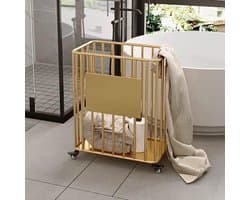Rollende wasmand op wielen, smalle draadmand voor wasruimte, grote opbergmand voor yogamatten en kleding, 50 x 30 x 57 cm