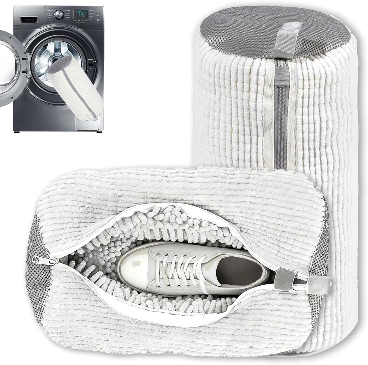 2 stuks schoenwaszakken voor sneakers, anti-vervorming, perfect voor bescherming van schoenen (wit) — afbeelding 1