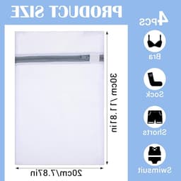 Set van 4 netwaszakken voor wasmachine, 30 x 20 cm, ideaal voor ondergoed, lingerie en sokken, wasnetten met ritssluiting — thumbnail 5