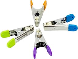 Wasknijpers RVS - Duurzame Kledingclips - Was Buiten Drogen - Zachte Plastic Pads - 6 Cm Lengte - Meerkleurig — thumbnail 1