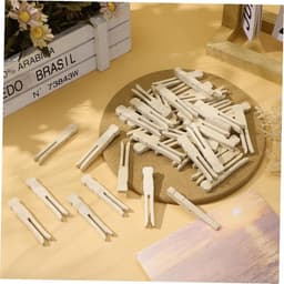 Houten Knijpers - Kledingclips Ambacht - Was Ophangen - Beschermend Rond Ontwerp - 50 Stuks - Lichtbruin — thumbnail 2
