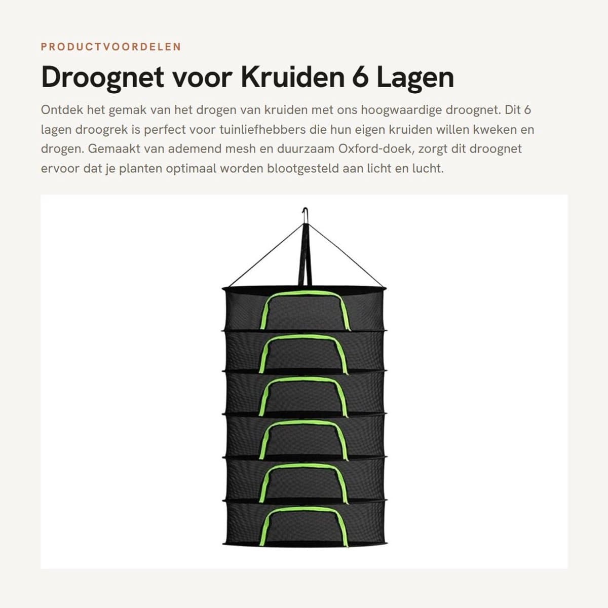 Dailygoods- Droognet 6 Lagen - Kruiden Drogen - Opvouwbaar Gaas - Ademend Mesh - Inclusief Haak - Duurzaam Oxford-doek - Kruidendroogrek — afbeelding 1