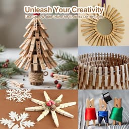 Houten knijpers - Mini wasknijpers - Decoratie ophangen - Natuurlijk hout - 200 stuks - Naturel — thumbnail 1