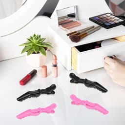 Afdelingsklemmen Haar - Haarklemmen Kapper - Haar Stylen - Antislip Handgreep - 10 stuks - Zwart Roze — thumbnail 2