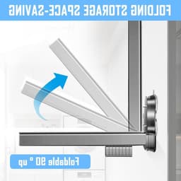 Vouwbaar wanddroogrek met zuignap, 8 haken en 5 clips - Ruimtebesparend voor binnen en buiten, grijs aluminium — thumbnail 5
