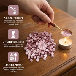 300 Stuks Octagonale Wasbolletjes met Smeltlepel voor Verzegelen van Brieven, Uitnodigingen en Cadeaus in Roze Goud — thumbnail 3