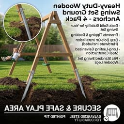 Set van 4 grondankers voor schommels, 44 x 3 cm, gegalvaniseerd staal, stabiele grondankers voor speeltuinen, speelhuisjes en speeltoestellen — thumbnail 4