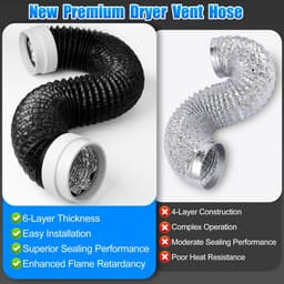 Ulisem - Droogafvoerslang - 10cm aluminium - 6 lagen folie - Inclusief rubberen ringen en 2 klemmen - Buigzaam en brandvertragend - Geschikt voor smalle ruimtes en wasruimte - Universele pasvorm - 1.5m/5ft — thumbnail 4