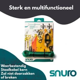 Wasdraad Set - Waslijn Kit - Kleding Drogen - Compleet met Spanner - 20 meter - Grijs — thumbnail 2