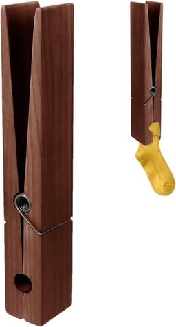 Gigantische Houten Wasknijpers - Grote Kledingclips - Handdoeken Ophangen - Wandvriendelijk Ontwerp - 30 cm - Bruin — thumbnail 1