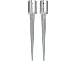 vidaXL - Grondpinnen - 2 - st - 10x76 - cm - gegalvaniseerd - staal - zilverkleurig