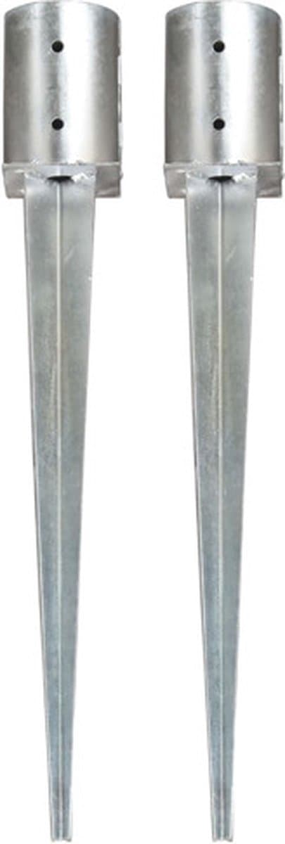 vidaXL - Grondpinnen - 2 - st - 10x76 - cm - gegalvaniseerd - staal - zilverkleurig — afbeelding 1