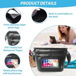 Tas voor zwemmen, 6 liter, waterdichte heuptas voor surfen, rivierzoeken, raften, klimmen, wandelen, verkennen, zwart, 26*11*22 CM, mode — thumbnail 5