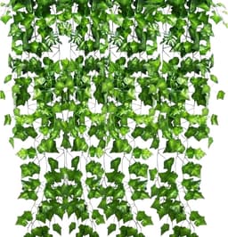 12 Rattani Ivy Striscianti Impermeabili e Resistenti ai Raggi UV Adatti a Case Interne ed Ester Matrimoni Vaste Decorazioni da Giardino Foglie finte per decorazioni — thumbnail 1
