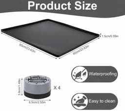 VHV - Wasmachine lekbak 60x60 cm - 4 Trillingsdempers wasmachine - Siliconen opvangbak - Opvangbak tegen lekkage - Lekbescherming, badkuip voor wasmachines, drogers, vaatwassers, koelkasten, airconditioners - Trillingsmat — thumbnail 3