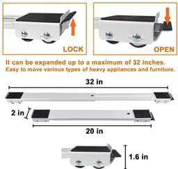 Heavy Duty Appliance Rollers - Verstelbare Mobiele Basis voor Wasmachine en Meubels — thumbnail 4