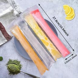 Ijszakjes voor Ijslolly's - Transparant - 5,5 x 28 cm - Herbruikbare Ijsvormen met Trechter - Voor Zelfgemaakte Snacks — thumbnail 3