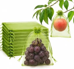 Druivenzakjes - Groen - 15 x 10 cm - Organza met Trekkoordsluiting - Voor Kleine Fruitsoorten — thumbnail 1