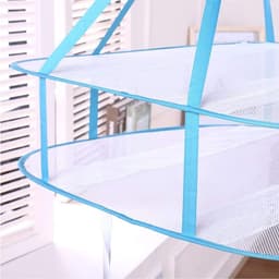 Vouwbare Winddichte Mesh Mand - 3 Niveaus voor Het Drogen van Truien - Blauwe Textielnet — thumbnail 2