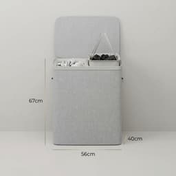 MAZAZU Wasmand met 2 Vakken - 100 Liter - Wassorteerder met Deksel - Uitneembare Waszakken - Lichtgrijs - Opvouwbare Wasbox voor Badkamer & Slaapkamer - 56×40×67 cm — thumbnail 2