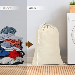 Stunq® Waszak 50 x 70 cm, 2 waszakken van katoen, duurzaam, 45 liter, met trekkoord, opvouwbare wasverzamelaar, machinewasbaar/herbruikbaara — thumbnail 5