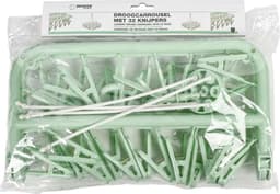 Benson Droogcarrousel - 3x - groen - kunststof - 32 clips/knijpers - 30 x 40 cm - droogmolen — thumbnail 3