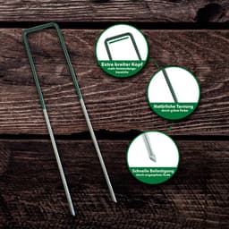 FLOORDIREKT Grondanker Haringen voor Kunstgras - XXL-Pakket - Stabiele & Corrosiebestendige - Voor Kunstgras, Onkruidvlies, Schutting, Tent, Camping & Tuin - Gemaakt van Ijzerdraad - 300 stuks - 15 x 3 cm — thumbnail 2