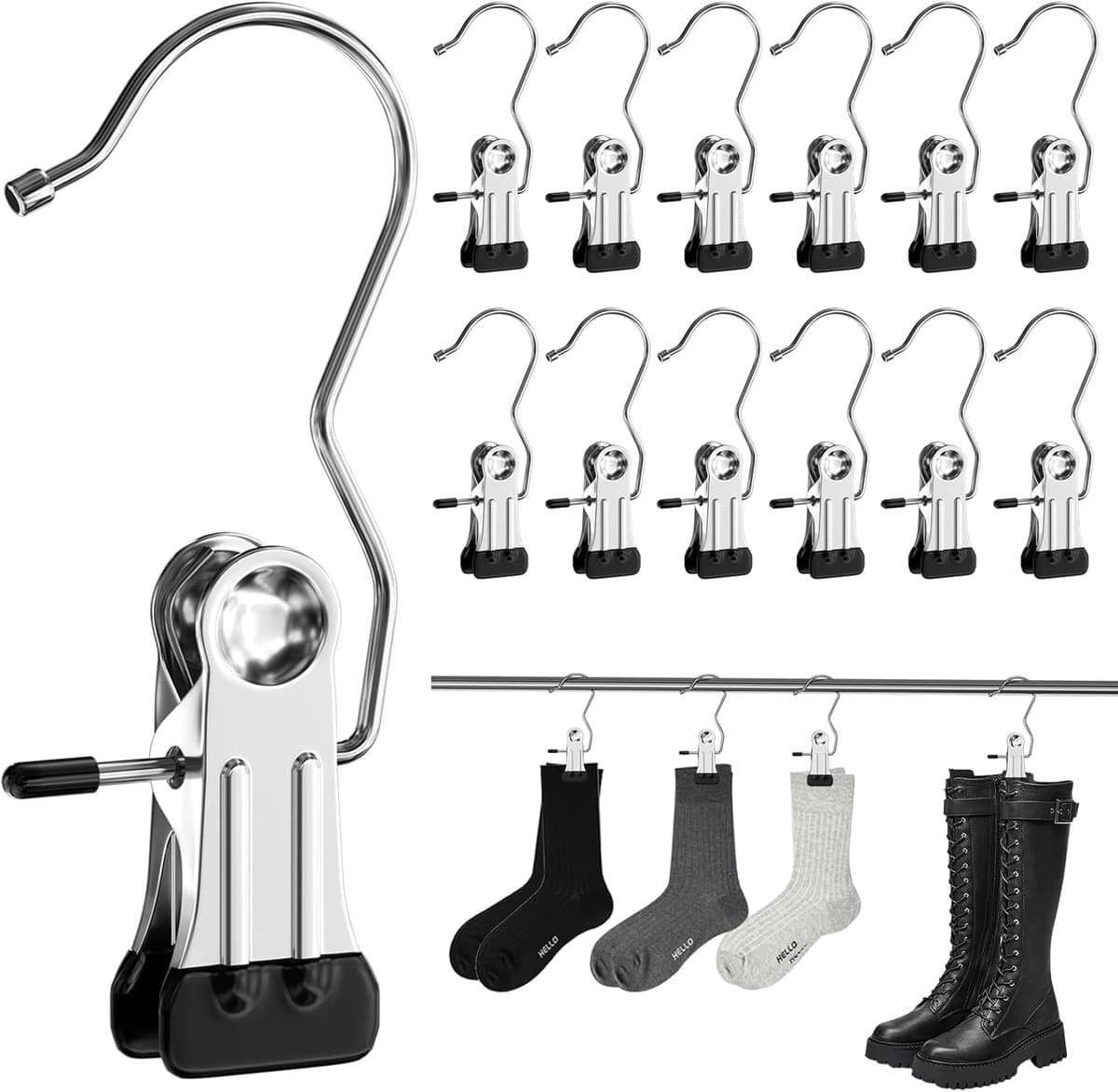 Knijphangers - Roestvrij Staal - 11 cm - Antislip en Ruimtebesparend - Voor Kleding en Schoenen — afbeelding 1
