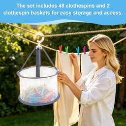 Wasknijpers Set - Kledingklemmen Mand - Kleding Drogen - Spoorloos Winddicht - 48 Stuks - Multicolor — thumbnail 5