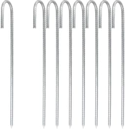 Dailygoods- Grondanker Verzinkt Staal - 8 Stuks - J-vormige Haringen - Tuinharingen - Camping - Outdoor Activiteiten - Geschikt voor Diverse Bodems - Tentharing — thumbnail 1