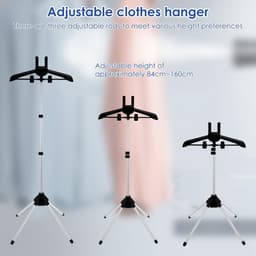 Dailygoods- Stoomhanger met 360° rotatie - Opvouwbaar - Draagbaar - Aluminium/Kunststof - Verstelbare hoogte 84-160 cm - 3 Stangen - Droogrek — thumbnail 2