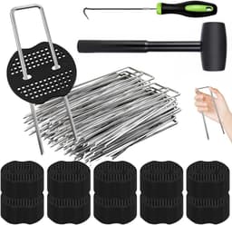 Dailygoods- Onkruiddoek Set - 100 Grondpennen 150x40x3mm - 100 Sluitringen - Anti-Roest - Compleet Accessoireset - Voor Tuinen - Grondankers — thumbnail 1