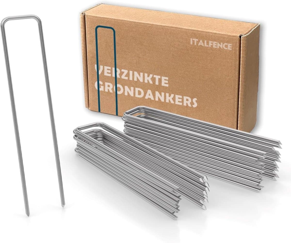 Grondankers U-vorm - Haringen Bodemvast - Wasmant Bevestigen - Gegalvaniseerd Staal - 1000 stuks - Zilverkleurig — afbeelding 1