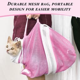 Waszakken Set van 2 - Verstelbare Opvangzak - Kattentoiletaccessoires - Netstof - Luchtdoorlatend - Afmetingen 60 x 32 cm - Kattenwaszak — thumbnail 3