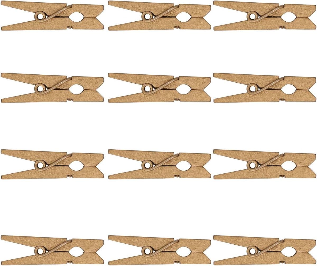 Houten Mini Knijpers - Kleine Was Spelden - Knutselen Foto's Ophangen - Natuurlijk Hardhout - 50 Stuks 3.5cm - Houtkleur — afbeelding 1