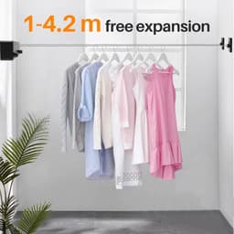 Dubbele Waslijn - Intrekbaar Droogrek - Kleding Drogen - Dubbele Touwen - Tot 14ft - Wit — thumbnail 3