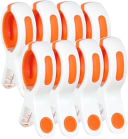 8 stuks grote handdoekklemmen voor strandstoelen, winddichte wasknijpers, strandhanddoekklemmen, stabiele handdoekclips voor ligstoelen, zwembad, stoel, ligbed, beddengoed, kleding (wit) — thumbnail 1