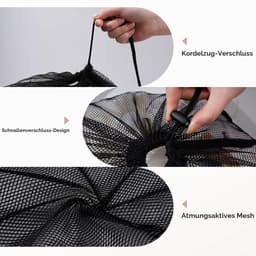 2 stuks waszak met trekkoord, 70 × 90 cm mesh waszakken voor delicate zware netto waszak voor wasmachine, Wasmachinenet, robuuste en duurzame nettas, Zwart — thumbnail 3