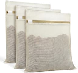 3 Stuks Polyester Waszakken - Khaki - Afmeting 30x40cm - Met Beschermrits - Dubbeldoel Wasnet En Reis Organizer Voor Thuis En Onderweg — thumbnail 1